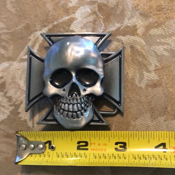 Iron Cross & skull WWII reproduction aluminum belt buckle 3” buckle Rage EUC - Picture 4 of 6